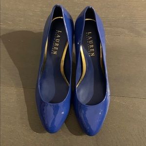 New Lauren Ralph Lauren Blue Patent Leather Heels